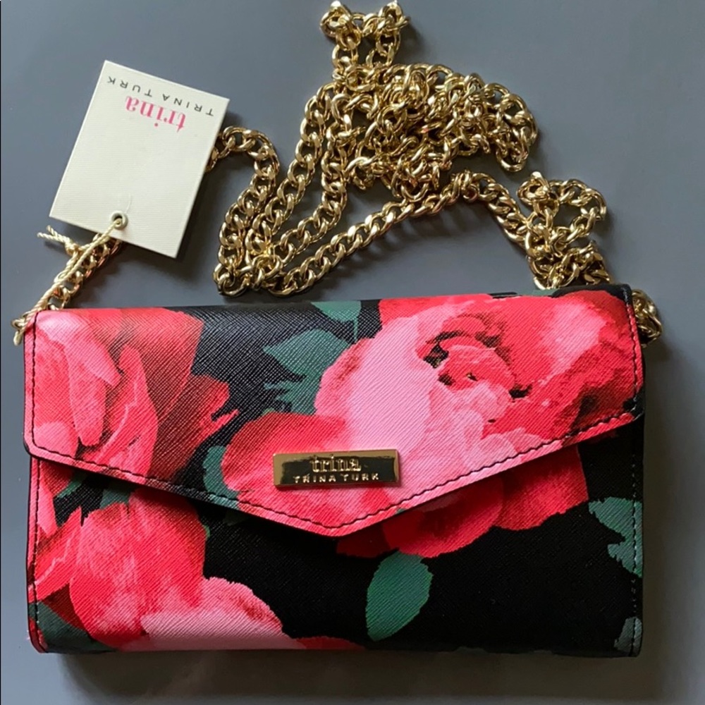 Trina Turk Trifold Crossbody Chain Wallet/New